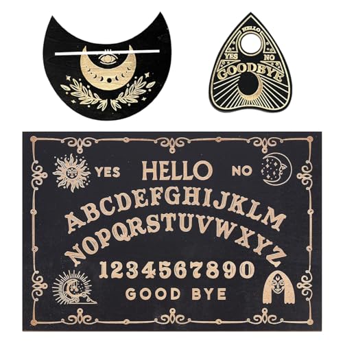 Ouija Brett, Mystisches Kommunikationsbrett für Geisterkontakt, Ouija Board, Schwarzes Brett für Spiritismus und Wahrsagerei, Kontakt zur Geisterwelt,Mystisches Brettspiel