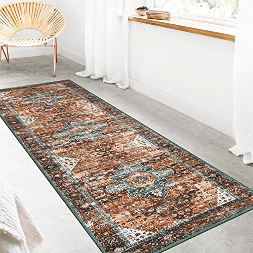 Moynesa Ultra-Thin Washable Carpet Runners For Hallways, 2'6"X8' Boho Non-Slip Long Vintage Oriental Medallion Accent Area Rug For Laundry Bedroom Kitchen Bathroom thumb #6