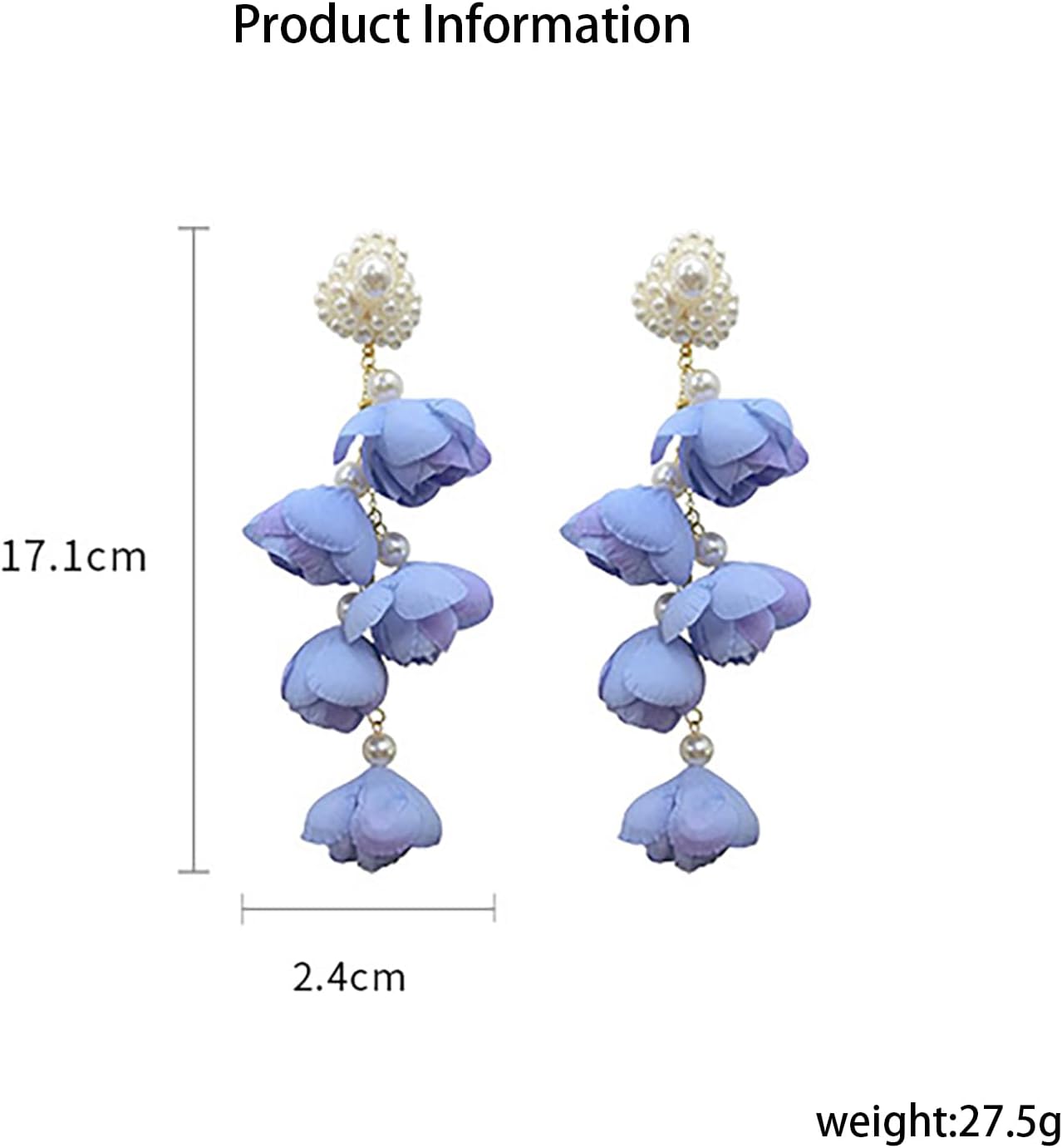Long Flower Dangle Earrings for Women Pearl Flower Drop Earrings White Floral Tassel Statement Drop Dangle Earring for Women Bride Wedding Jewelry - Image 2