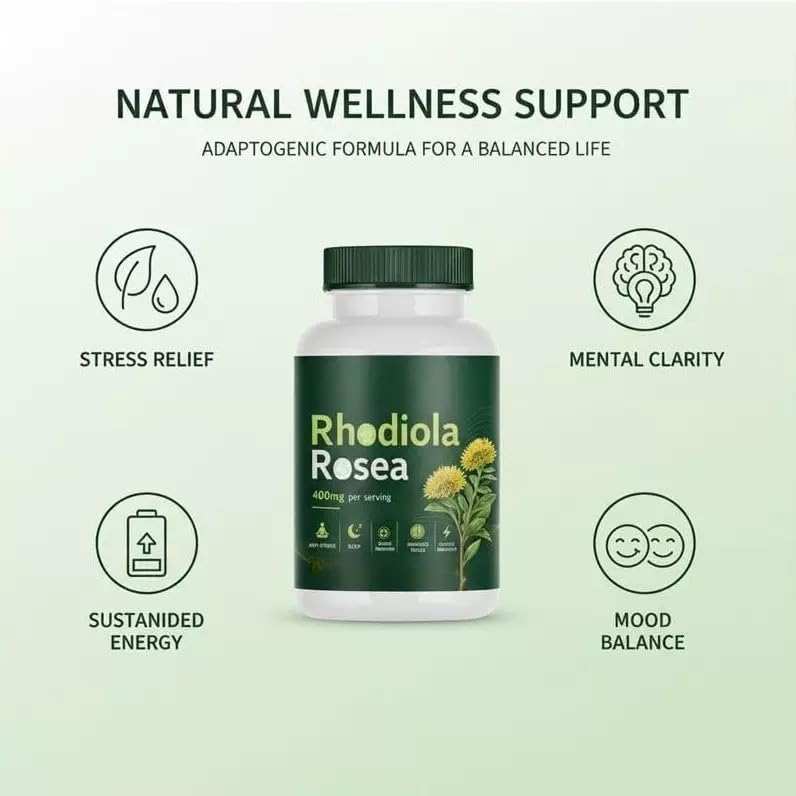Cápsulas de Rhodiola Rosea 400 mg, alivian el estrés.