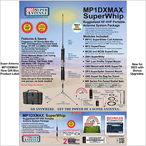 Super Antenna MP1DXMAX Low Profile Tripod 80m-10m HF +2m VHF Portable Antenna with Go Bag ham Radio Amateur - Thumbnail 5