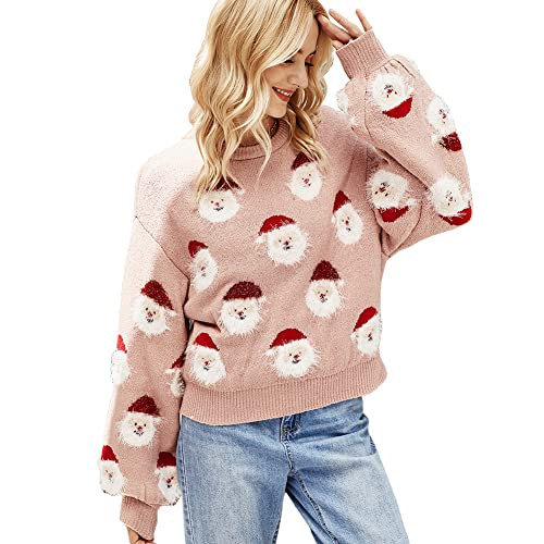 Image of JUNBOON Women's Casual Leopard Print Knitted Pullover Sweaters Long Sleeve Crew Neck Jumper Tops