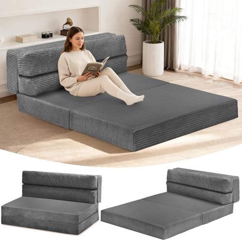 feliz home Foldable Mattress Full, 54' Folding Sofa Bed, 3-in-1 Convertible Sofa Bed Floor Couch for...