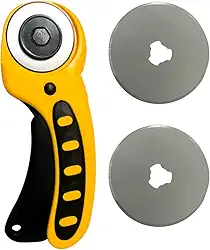Cortador Rotativo Circular com Disco 45mm + 2 Laminas Reservas Para Tecidos Papel Artesanato Patchwork Scrapbook (Cortador Circular Amarelo)