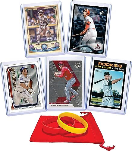 Nolan Arenado (5) Assorted Baseball Cards Gift Pack - St. Louis Cardinals, Colorado Rockies