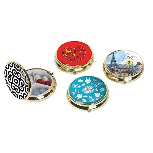 Image of EZY DOSE Fashion Daily Round, Portable On-The-Go Pocket Pharmacy, Pill Box, Organizer and Vitamin Containers, Snap Shut Lids, Perfect For Traveling, Color May Vary, BPA Free | Portable On-The-Go, Pill Box, Organizer and Vitamin Containers, Snap Shut Lids, Perfect For Traveling, BPA Free