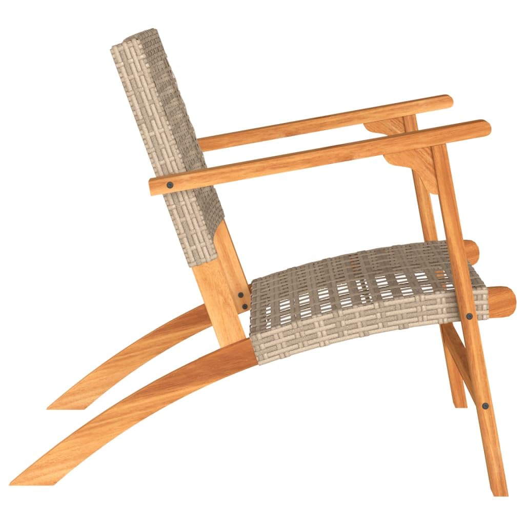 Set 2 Sedie da Giardino Polyrattan Legno Acacia Beige | Sedute da esterno ergonomiche con braccioli in acacia per relax in balcone, terrazzo o giardino.