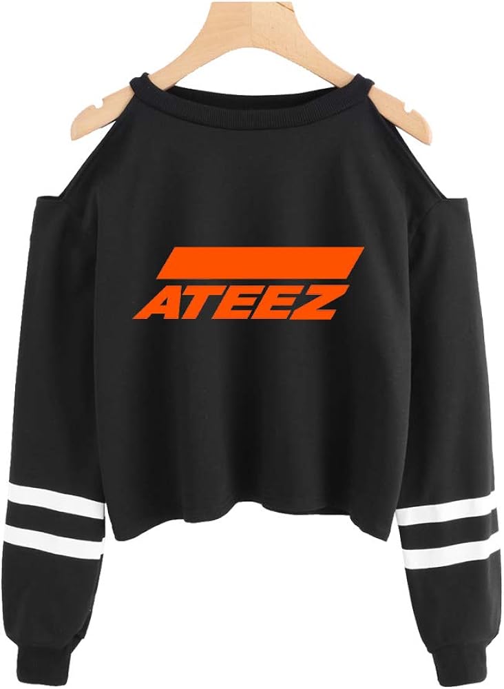 Maisley Ateez Sweatshirt Kpop Open Shoulders And Exposed Navel Pullover Sexy Fashion Hong Joong Seong Hwa Yunho Yeosang San Mingi Wooyoung Jong Ho Sweater Pullover M Amazon De Clothing