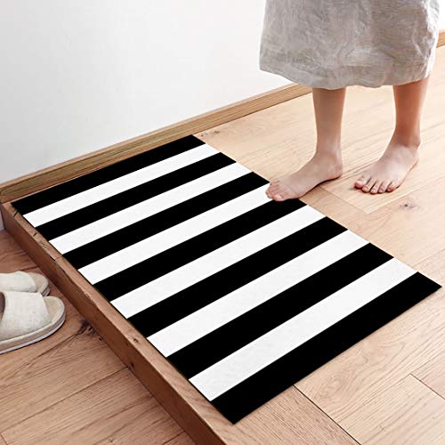 LEQIOLENNG Indoor Door Mat, Black and White Stripes Non Slip