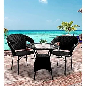 A Star Garden Patio 2 Seater Chair and Table Set Outdoor Balcony Garden Coffee Table Set Furniture with 1Table and 2Chairs Set
