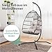 VITA5 Hängesessel mit Gestell - Bequemer Hängekorb Sessel - Rattan Hängesessel Outdoor und Indoor - Boho Egg Schaukel für Terrasse&Leseecke - 150 kg Tragkraft (Grau)