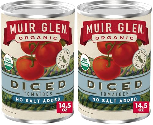 Muir Glen Organic Diced Canned Tomatoes, No Salt Added, 14.5 oz. (Pack of 2)