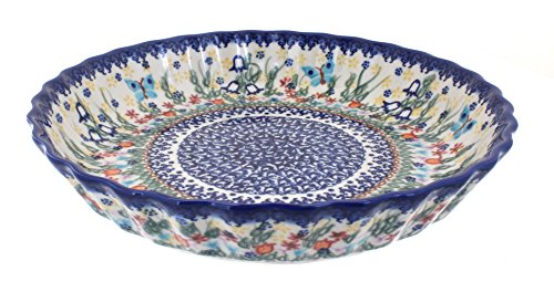 Blue Rose Polish Pottery Garden of Eden Pie Plate Blue Rose Polish Pottery Garden of Eden Pie Plate