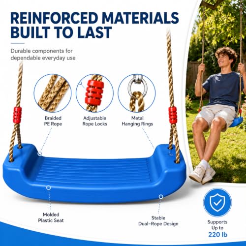 Columpio Infantil Niños Bebe con Cuerda Regulables Exterior Interior Azul 6