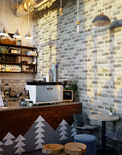 Guvana Brick Wallpaper Brick Peel And Stick Wallpaper Grey Brown 3D Brick Self Adhesive Wallpaper 17.3"×118" Removable Contact Paper Brick Textured Vintage Wallpaper Decorative Wall Classroom Covering #TOP4