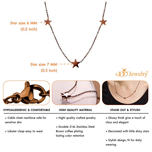 555Jewelry Stainless Steel Dainty Tri Star Necklace Pendant for Women & Ladies4