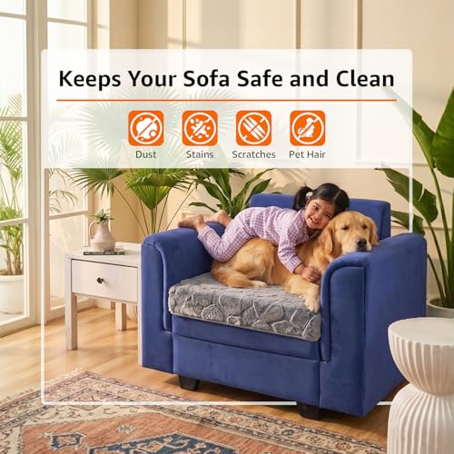 Image of Amazon Basics - Rabbit Fur Make Your Own Sofa Cover |70cm x 70cm| Microfiber Sofa Slipcover | 350 GSM (Grey, 1 Seater)