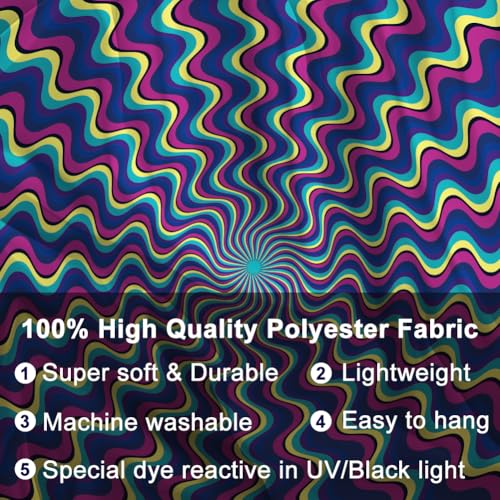 WEBEEDY Blacklight Trippy Tapestry Wall Hanging Psychedelic Lines UV Tapestry Boho Aesthetics Blacklight Posters Abstract Backdrop Wall Art for Bedroom Living Room Party Backdrop Photo, 150x130cm - Image 6