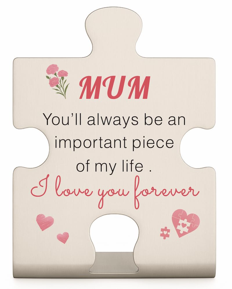 Mom Gifts from Daughter or Son, Mother’s Day and Birthday Gift for Mom, Stainless Steel Desk Decor with “MUM” British-Style Printed Design Mothers Christmas Gifts