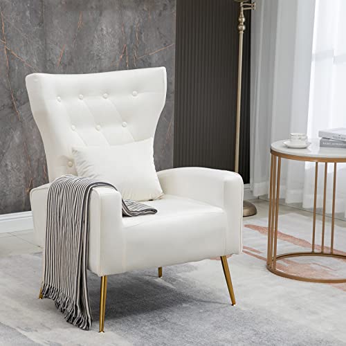 ZJhome Button-Tufted Living Room Chairs, WingBack Velvet Accent Chair Armchair