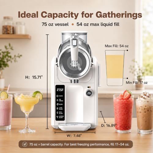 Image of SYINTAO Slushie Machine No Ice Needed, 2-in-1 Frozen Drink & Soft Serve Ice Cream Maker, Self-Chilling Slushy Maker with 5 Presets, LED Display & Auto Clean for Home & Party (White)
