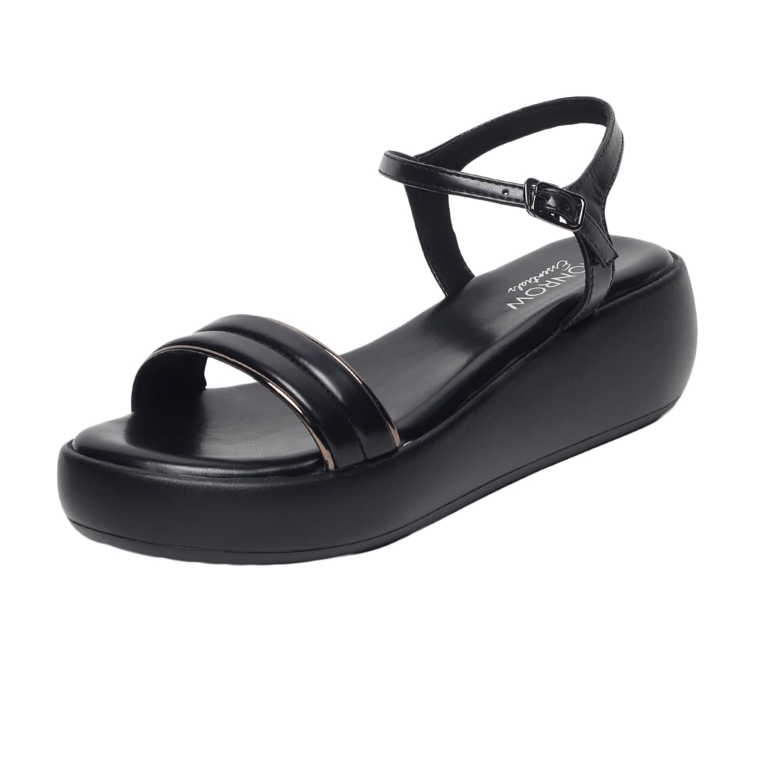 MONROW Wedges for Women & Girls | Fancy & Stylish Wedges | Extra Cushioning & Comfortable, Fashionable, Light Weight, Fashion Wedges for Girls (Black/3-UK) (B0DF2N46NS) Amazon Price History, Amazon Price Tracker