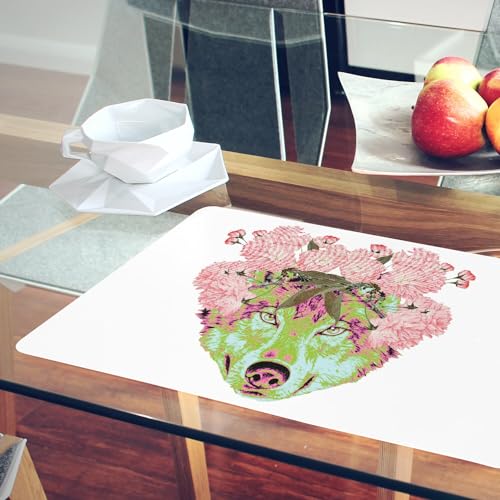 Sets de table souples en liège blanc napperons Flora Loup grand format