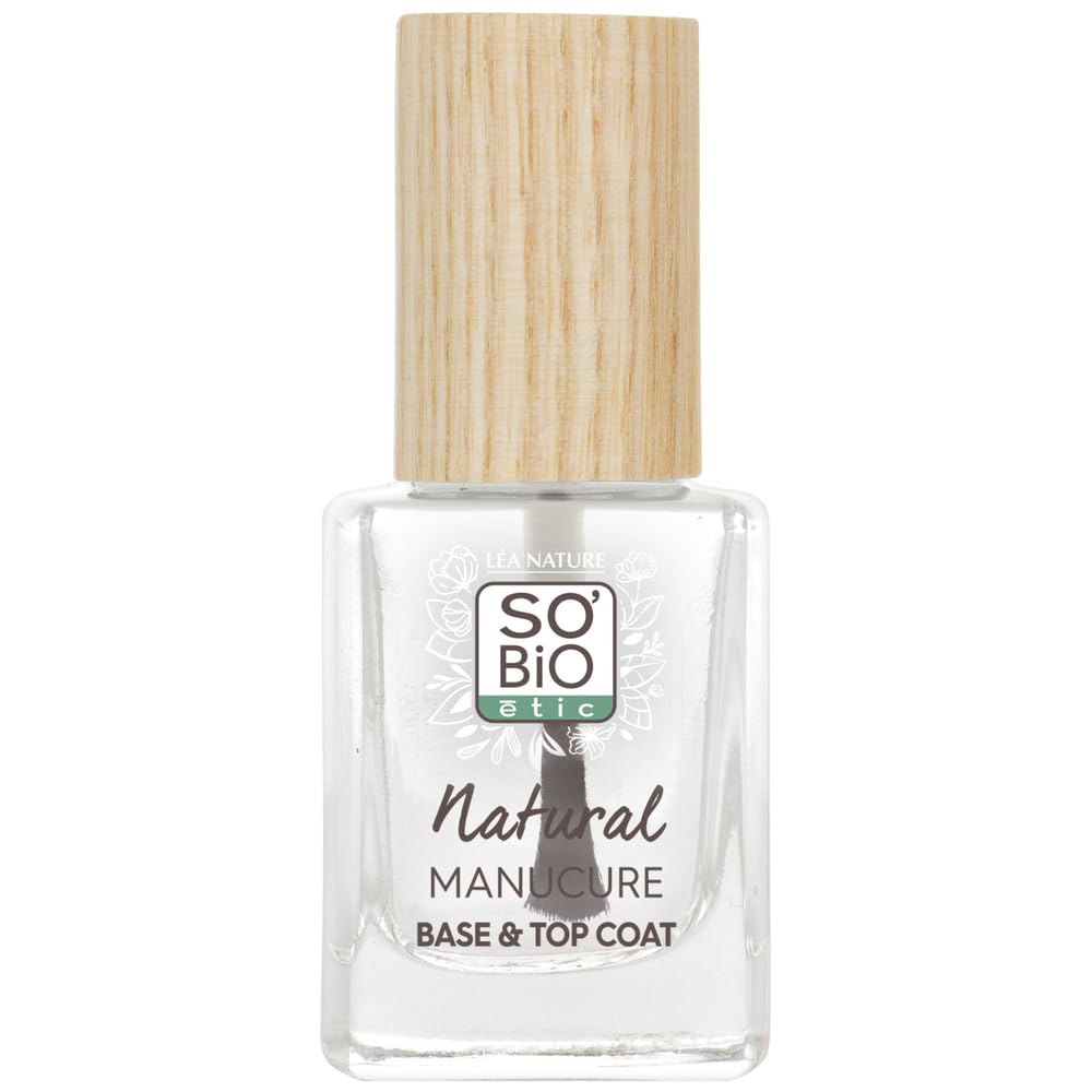 LÉA NATURE SO BiO étic | Base & Top Coat – Natural Manucure | Transparent | Fortifie et protège | S’utilise avant et après l’application du vernis | Huile de Ricin Bio | Vegan | Made in France |11ml