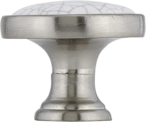 Miniatura 3 de Richelieu Hardware BP4418195304 Cherbourg Collection - Pomo ecléctico para gabinete de 1 18 pulgadas (1.126 in), color blanco agrietado y níquel