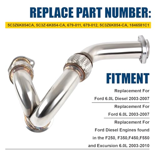 Image of DOCAS Turbocharger Y-Pipe Up Pipe Kit With Gasket Replacement For Ford Powerstroke 6.0L Diesel 2003-2007 Replaces# 5C3Z6K854CA 679-011 679-012