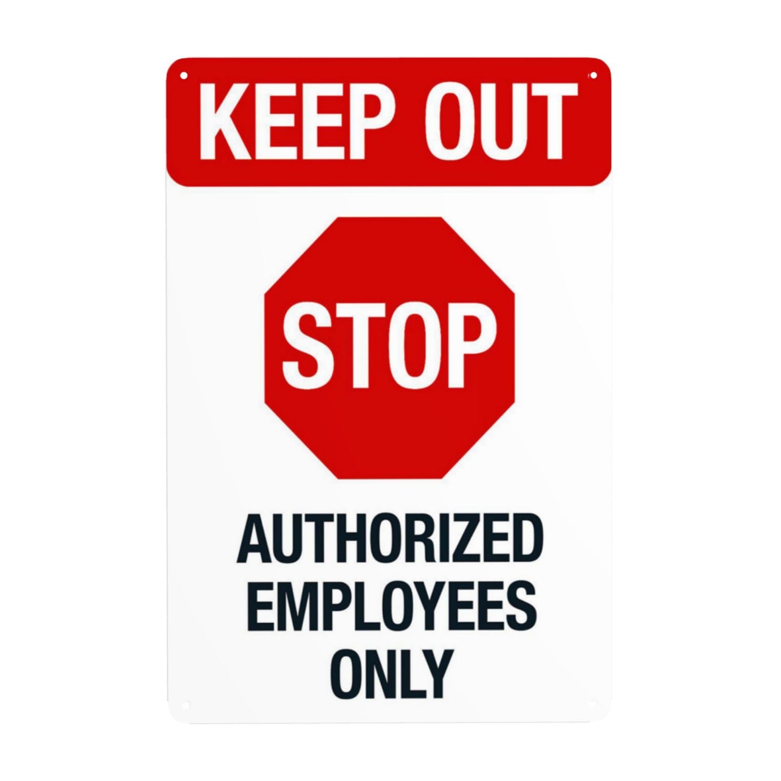 Vintage Metal Tin Sign, Stop Authorized Employees Only Property Warning Decor, 8x12 Inch