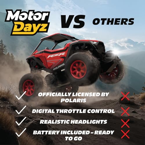 Motor Dayz Remote Control Car/UTV, 2WD Intro to Hobby RC Polaris RZR - 1:43 Scale, 2.4GHz - Red - Trigger Function Remote, Jump Box and Batteries Included, Great Gift - Thumbnail 7