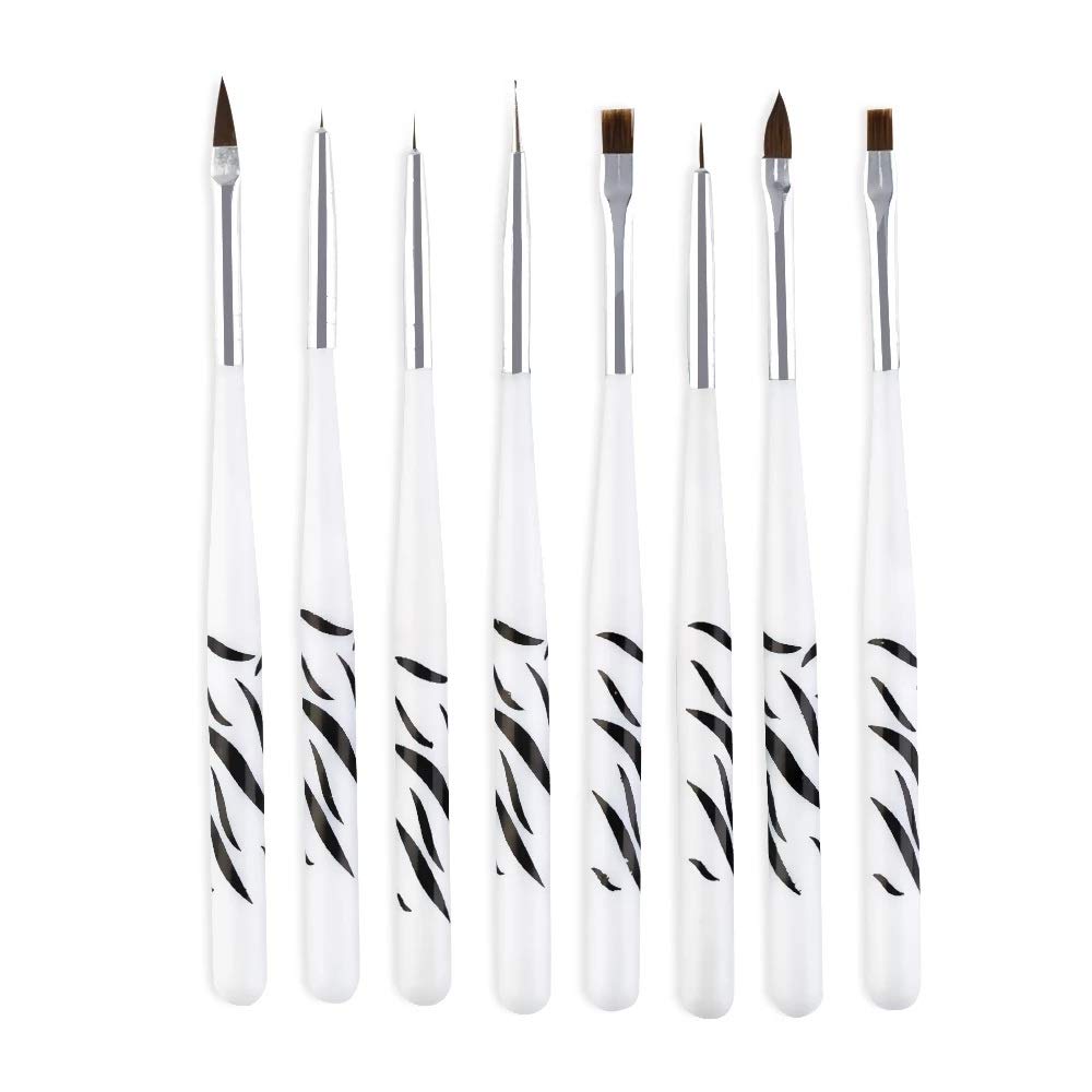 Juego de 8 Pinceles para manicura y Gel, Pinceles acrílicos para uñas, Herramientas para esmaltes de Gel NKit.,