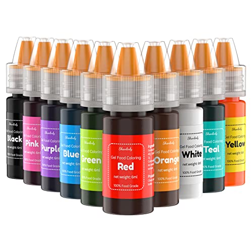 Gel Food Coloring Easter Egg Dye Kit - Shanlinly 10 Colors Gel Based Flavorless Edible Food Color Dye Vibrant Neon Icing Color for Cake Decorating Baking...
