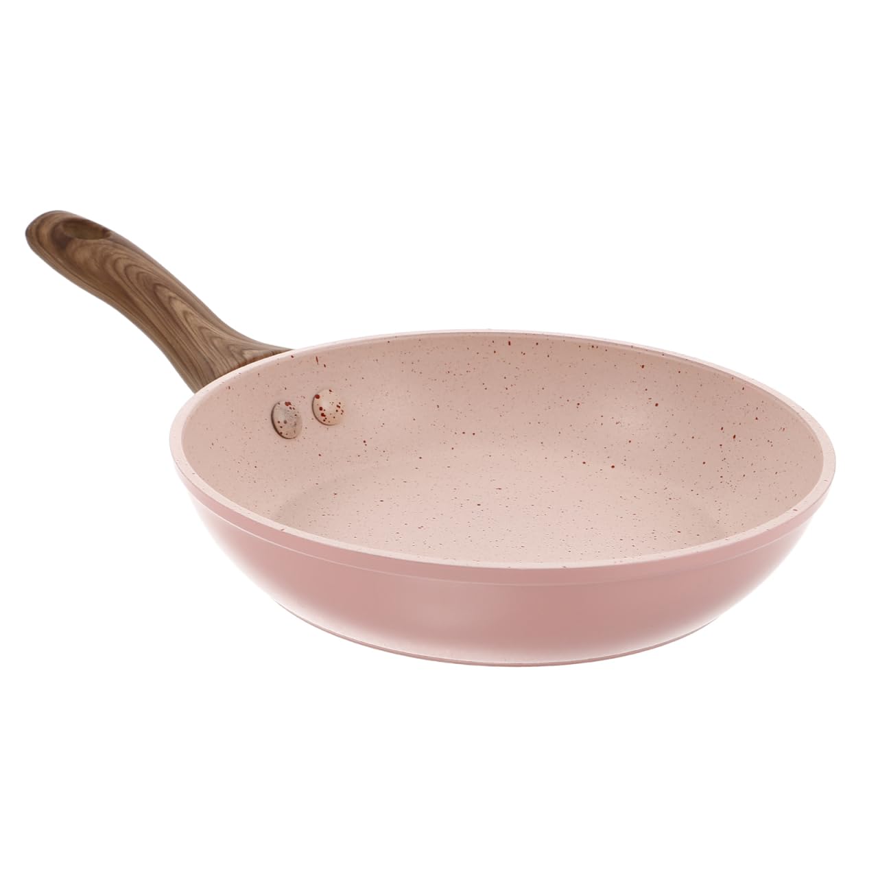 VALICLUD Nonstick Mini Frying Pan 16cm with Pink Wood Handle, Aluminum Skillet for Baby Food and Egg Cooking, Compatible with Gas and Induction Stoves, Small Portable Home Cookware