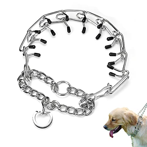 Dog Prong Collar, Adjustable Stainless Steel Pinch Collar Links, Training Collar Quick Release No-Choke Chrome-Plated…