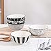 Cereal Bowl Porcelain Soup Bowls - Ceramic Bowl Set 23 oz - 6 Inch Japanese Bowls Black and White for Serving Salad | Ramen | Noodle | Pho | Oat | Oatmeal - Microwave and Dishwasher Safe - Set of 6