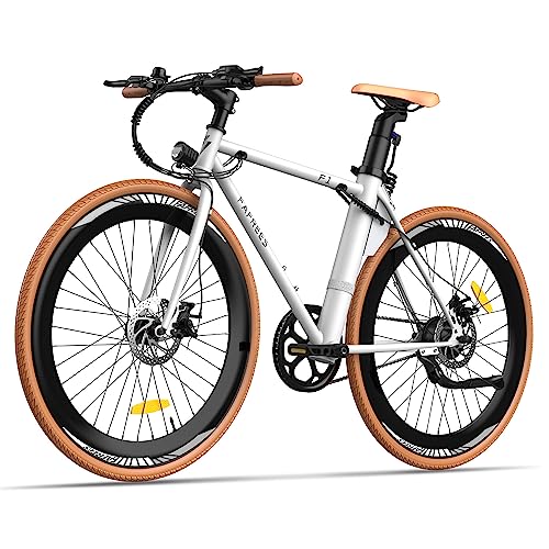 Fafrees F1 Bicicleta Eléctrica, Bici de Carretera Eléctrica de 250 W, Neumáticos 700C*38C, Batería de 36 V/10 Ah, Bici Urbana Eléctrica para Adultos Unisex, Alcance 70KM (Blanco)