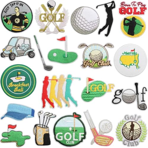 Ymxygz Golf-Themen-Patch, 20 Stück Golf-aufnäher Zum Aufbügeln, Stoff-Golf-Patch, Sport-aufnäher, DIY-aufnäher Zum Aufbügeln Für Kleidung, Hüte,