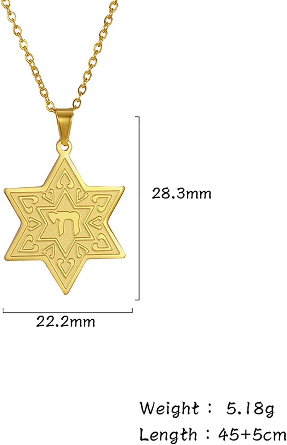 VASSAGO Jewish Star Necklace Stainless Steel Chai Pendant Am Yisrael Hebrew Amulet Jewelry Gift for Women Men - Image 6