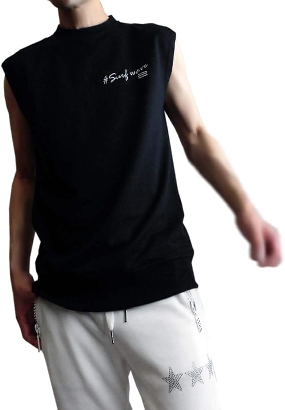 Amazon エボリューション Evolution ノースリーブ メンズ ｔシャツ 刺しゅう入り ワンポイント カットオフ ミニ裏毛 Xl ブラック 黒 Tシャツ カットソー 通販