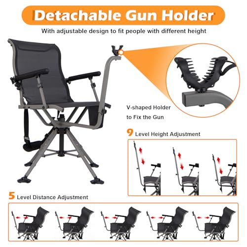 Image of Tangkula 360 Degree Swivel Hunting Chair with Shooting Rest