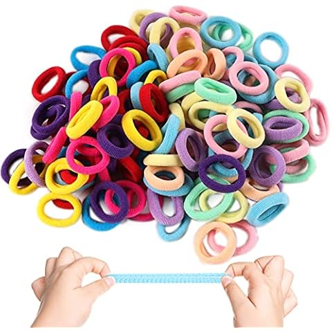 Fishdown 400 Pcs Cotton Seamless Elastic Ponytail Holders - Assorted Candy Colors for Infant and Toddler Girls, No Damage Hair Ties for DIY Loom Cover