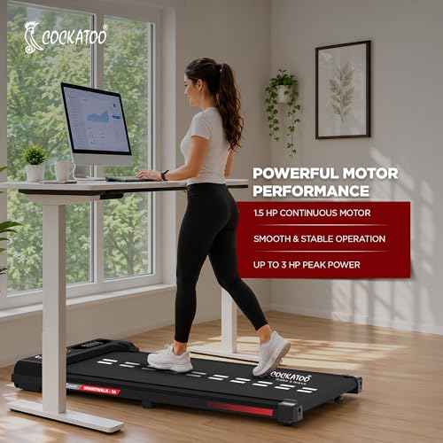 Image of Cockatoo SmartWalk 1A Slimmest Walking Pad for Home, with Speed 1-6Km /Hr, 3HP Peak, 2-Level Incline Underdesk Treadmill (Max Weight:100 kg)