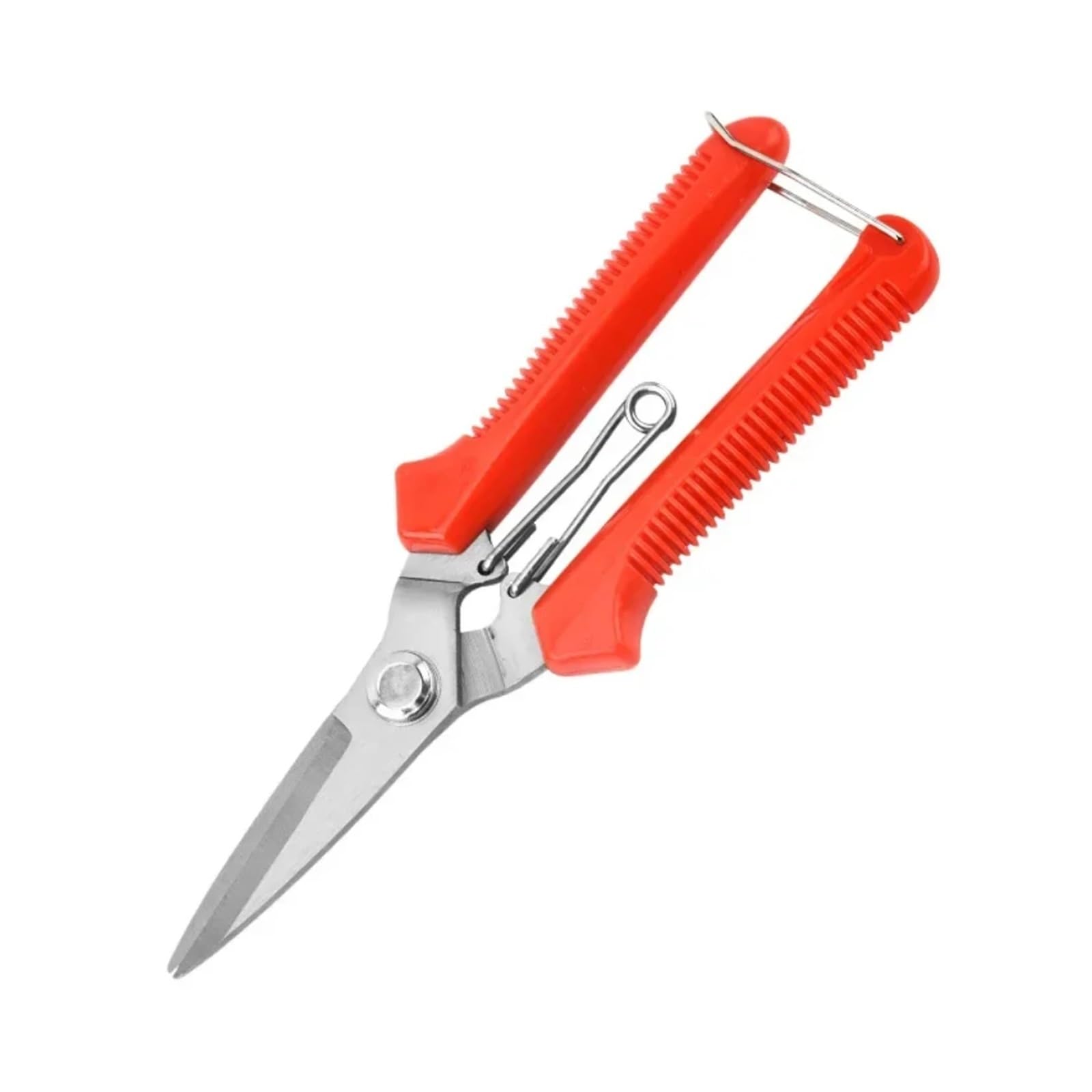 190mm Straight-Head Pruning Shears – Stainless Steel Garden Scissors with Non-Slip Handle for Bonsai and Household Plants(Red)