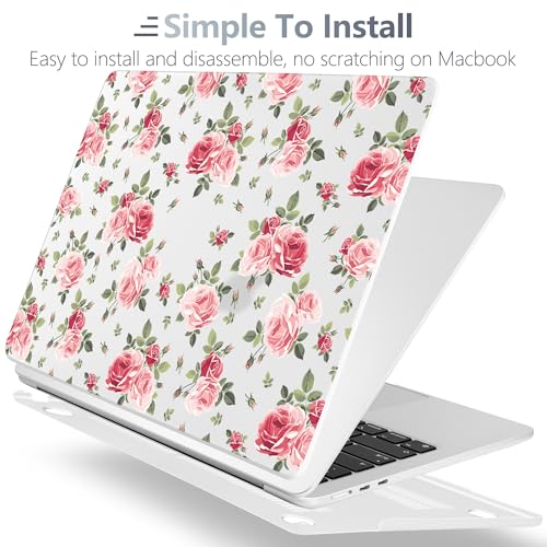 Coque MacBook Air 13 M4 M3 M2 rigide fleurie avec protège-écran