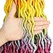 Ouyafei 5Pack Rainbow Wavy Faux Locs Braids Crochet Hair 20inch Goddess Locs with Curly Ends Synthetic Crochet Twist Braiding Hair Extensions (Rainbow#,500g/Lot)