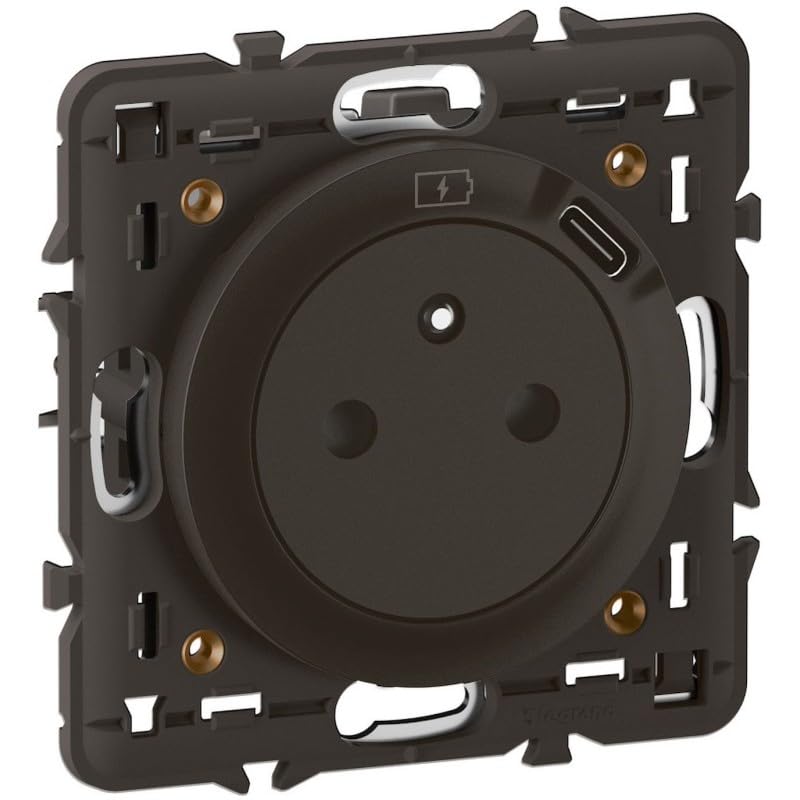 LEGRAND - Gniazdko elektryczne ścienne z Terre Céliane Surface z wbudowanym gniazdem ładowarki USB 7,5 W - Gniazdo podtynkowe z wysuwaną podstawą - Do uzupełnienia płytą - czarne