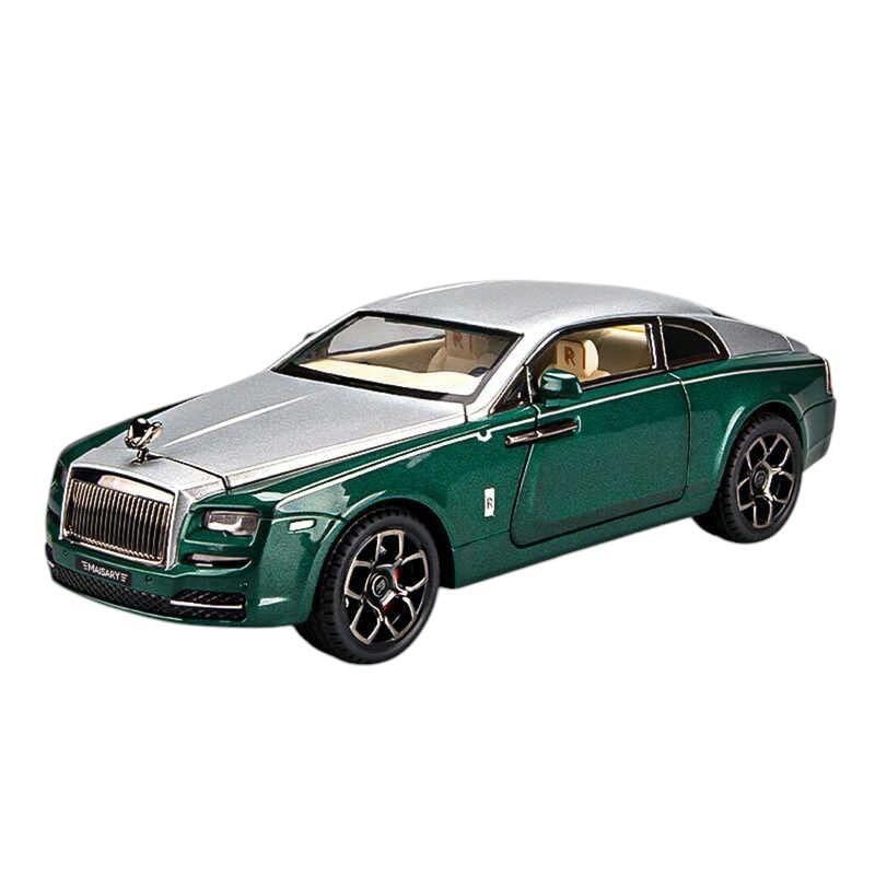 Image of 1:24 Rolls-Royce Spectre Diecast Metal Pull Back Car with 6 Openable Doors with Sound and Light Toy Decoration car Best Gift Toys for Kids (1:24 Rolls-Royce Wraith - Green)