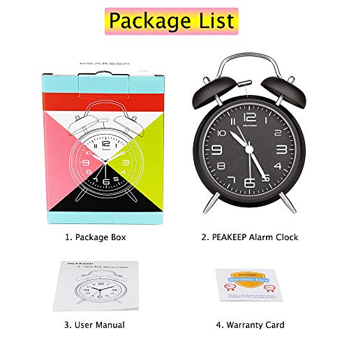 Peakeep MHP3122B 4 Inches Twin Bell Loud Alarm Clock thumb #6